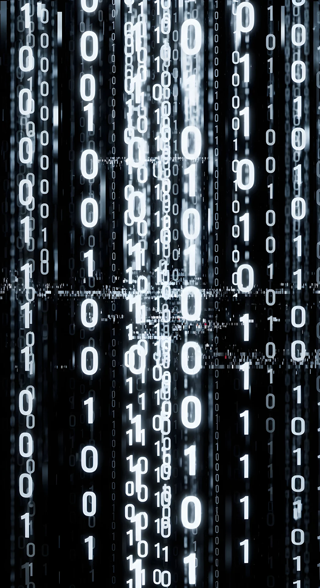 Digital Rain Binary Code Matrix Falling Digits Abstract - Free 4K mobile Wallpaper
