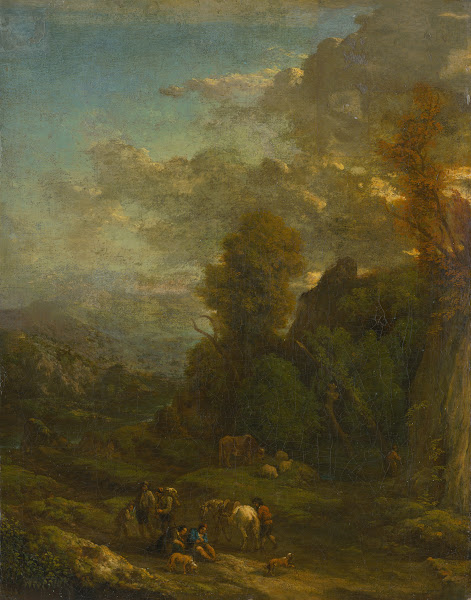 Evening Landscape With Travellers 1700