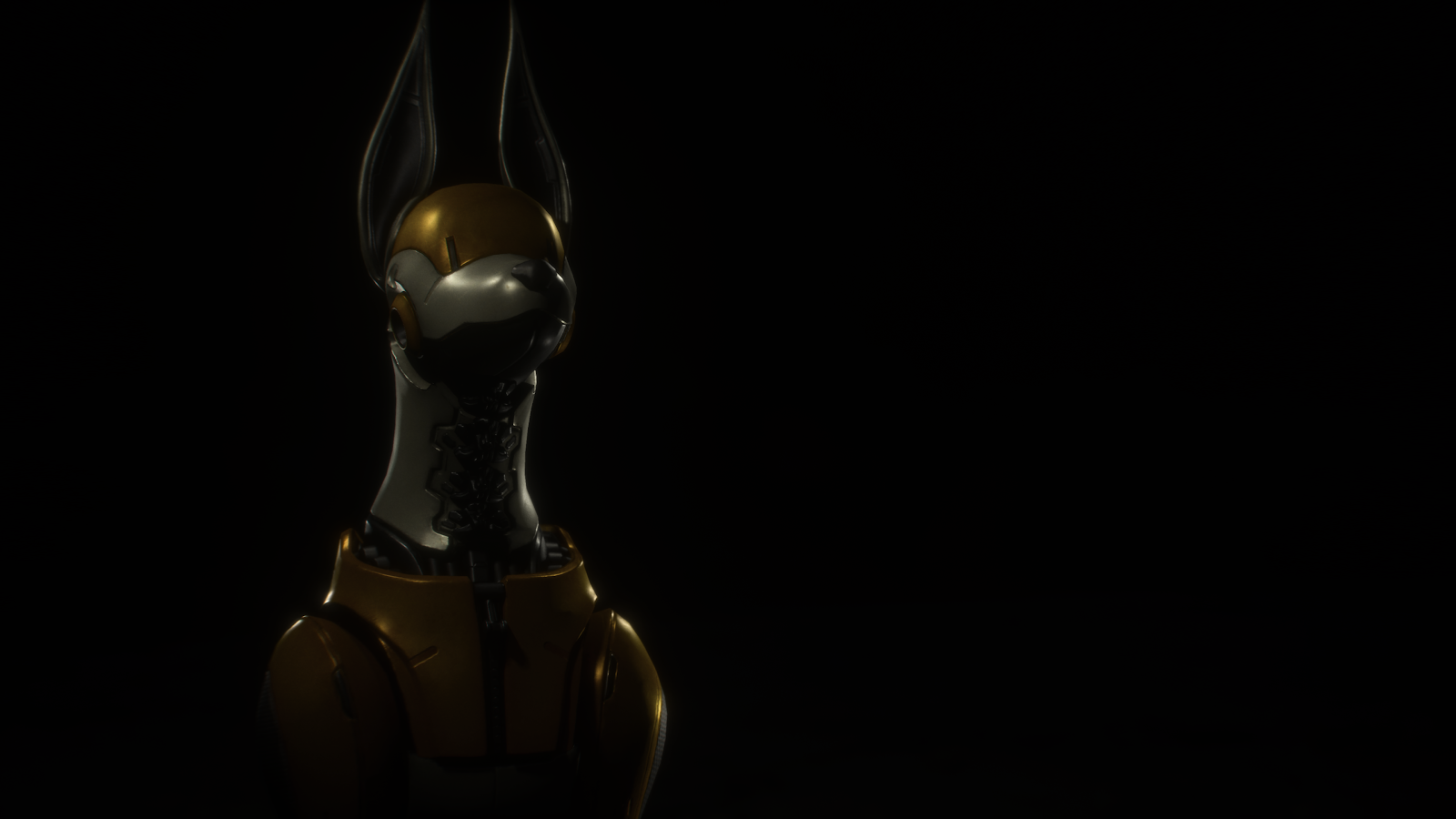 Futuristic Robotic Anubis Bust - 3D Digital Art 4K Wallpaper (3840x2160)