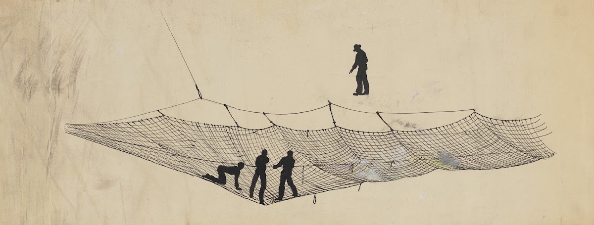 Silhouettes of Human Figures in and above a Net 1934 1943