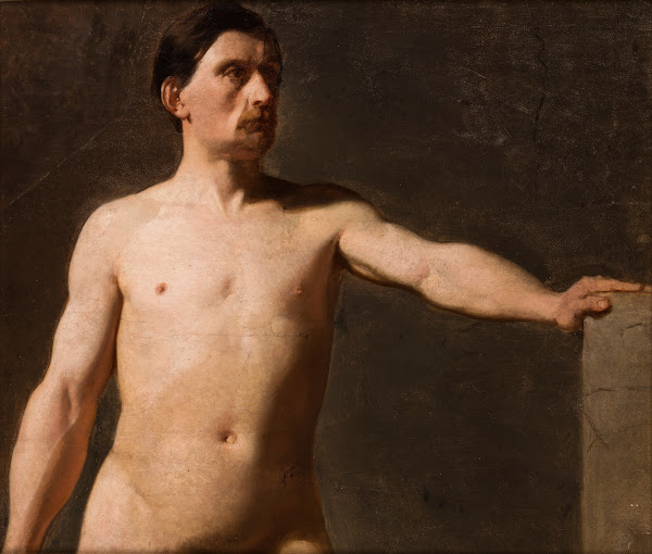 Male nude  torso of a male figure 1859