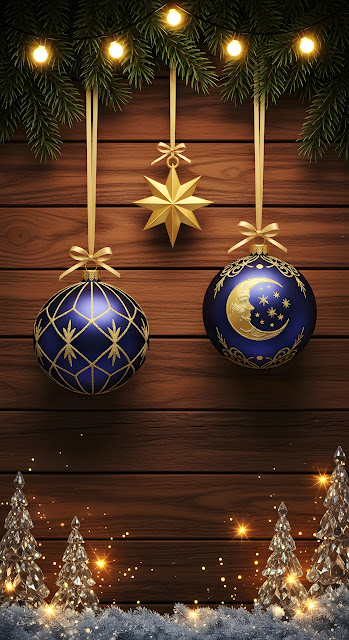 Luxury Christmas Ornaments Wood Panel Festive Decor - Free mobile Wallpaper