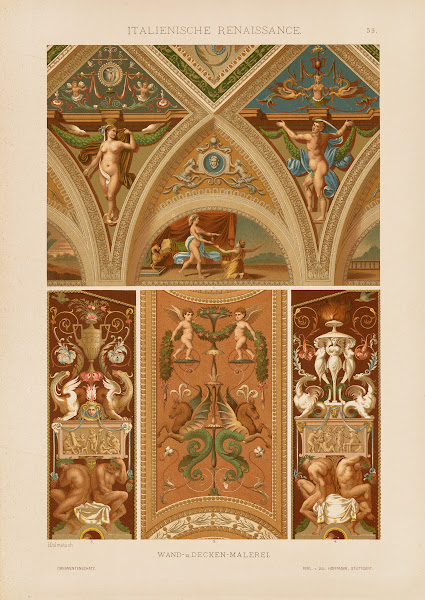 Italienische Renaissance  Wand  und Decken Malerei 1887