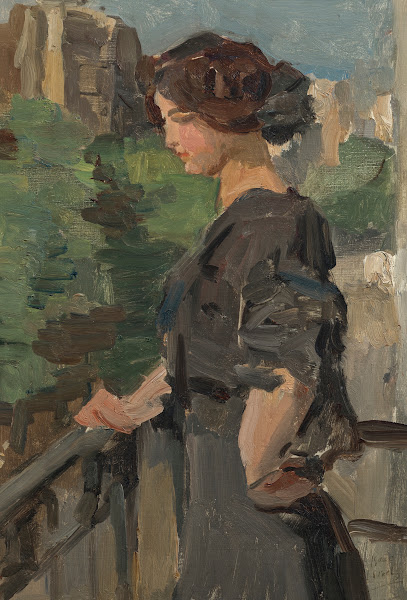 An Elegant Lady on a Balcony Paris 1904 1910