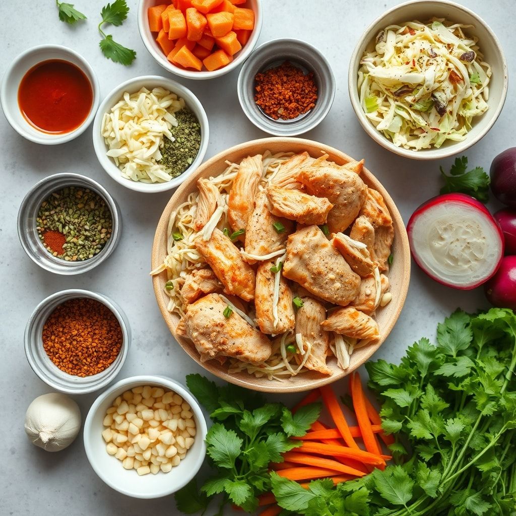 Ingredients for Easy BBQ Chicken Coleslaw Wraps for Quick Dinner (30-Minute Meal)