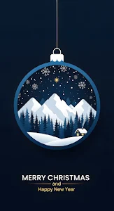 Winter Landscape Christmas Ornament Dark Blue Aesthetic