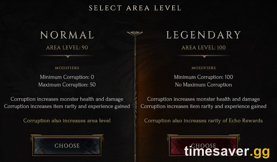 Last Epoch Monolith timeline selection screen showing all available timelines and their level requirements
