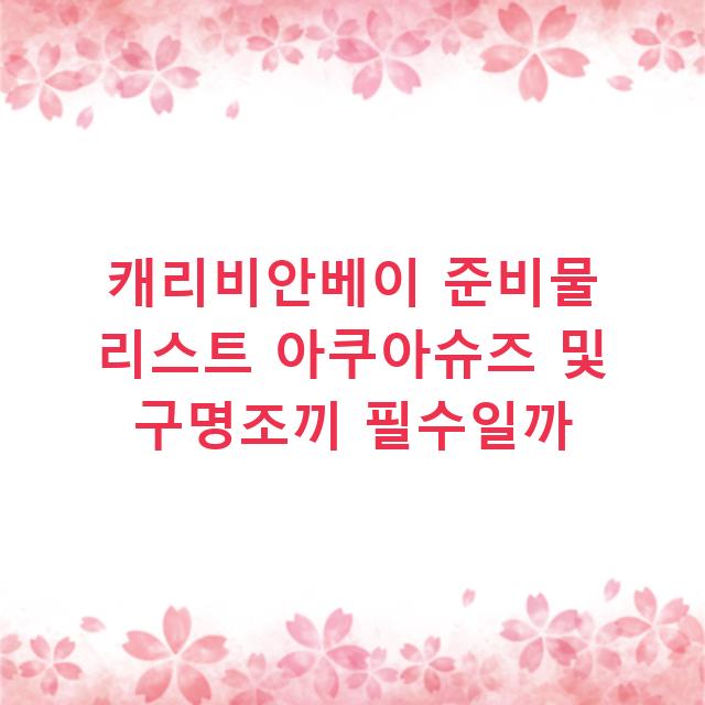 캐리비안베이 준비물 리스트 아쿠아슈즈 및 구명조끼 필수일까