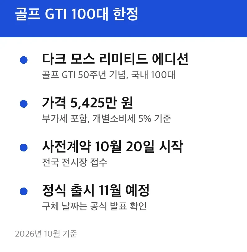 골프 GTI 100대 한정