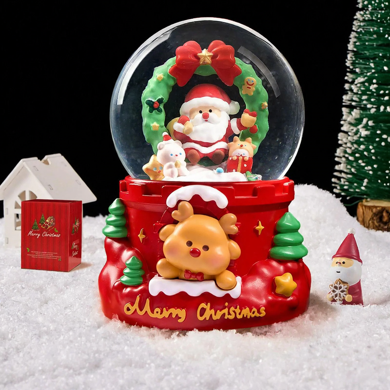 Weihnachtliche Schneekugel mit Licht und Musik
