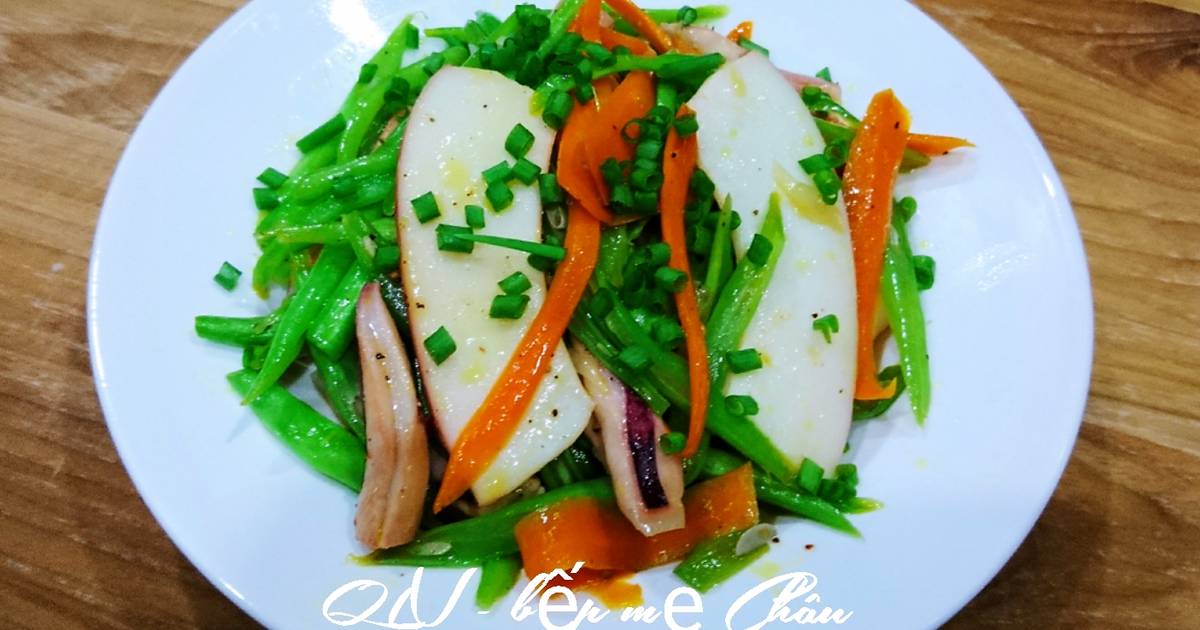 Đậu cô ve xào mực