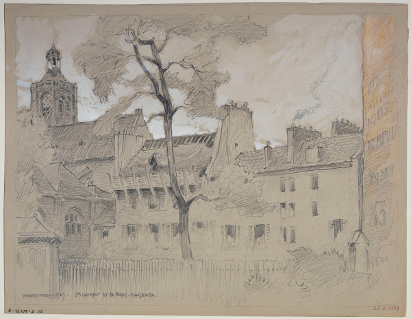 Léglise Saint Laurent et le 66 boulevard Magenta 1926