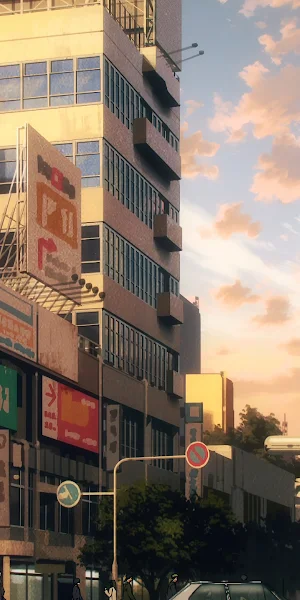 Urban Cityscape, Anime Art, Street Scene, Building Architecture 4K Wallpaper Background