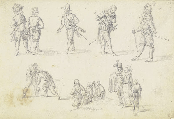 14 Figurenstudien meist Soldaten