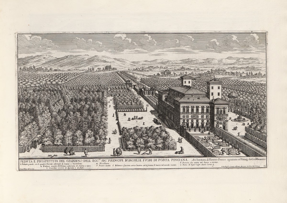 Li giardini di Roma con le loro piante alzate e vedvte in prospettiva Pl14 17th