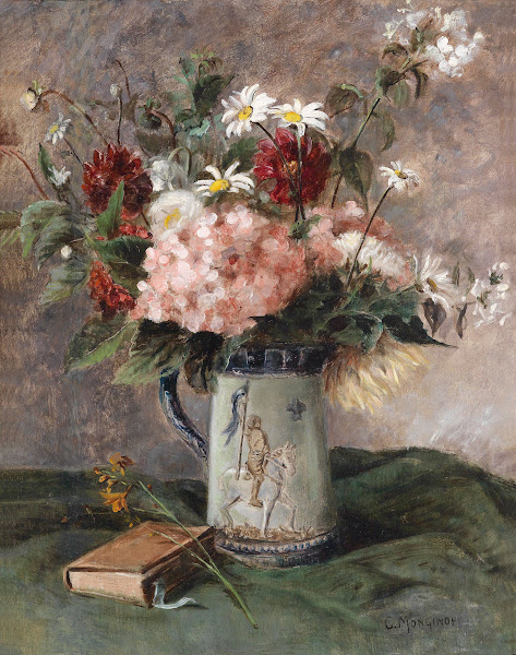 Blumenstück mit Buch