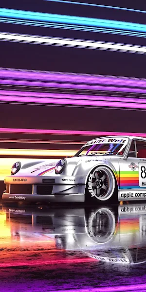 Porsche, Rwb, Neon, Automotive 8K Wallpaper Background