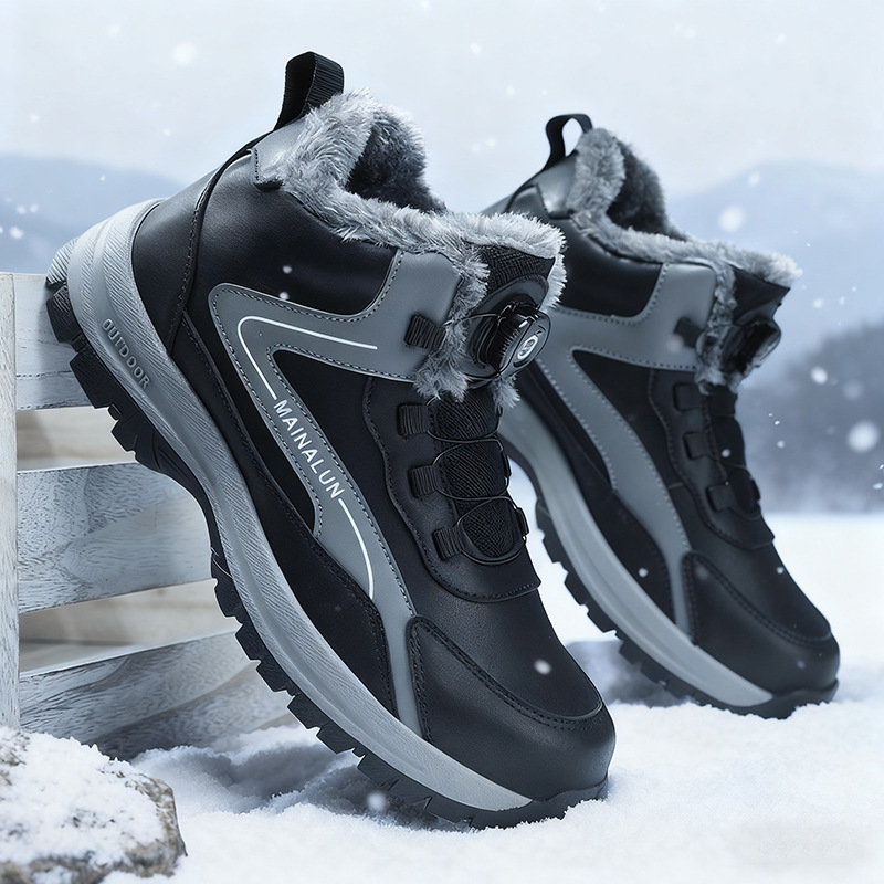 Insulated men's winter boots, slip-resistant and warm