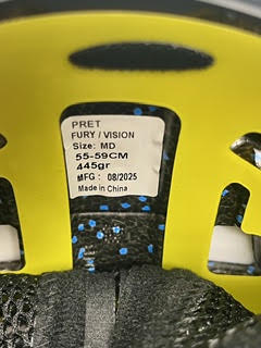 Pret helmet manufacture label example