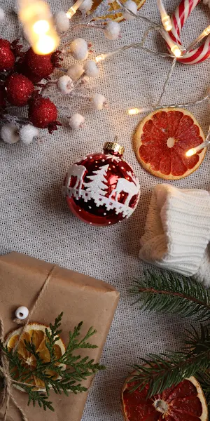 Christmas, Ornament, Lights, Gift 2K iPhone Wallpaper Background