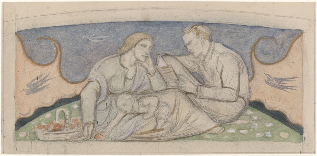 Man vrouw en kind zittend in een landschap 1878   1938