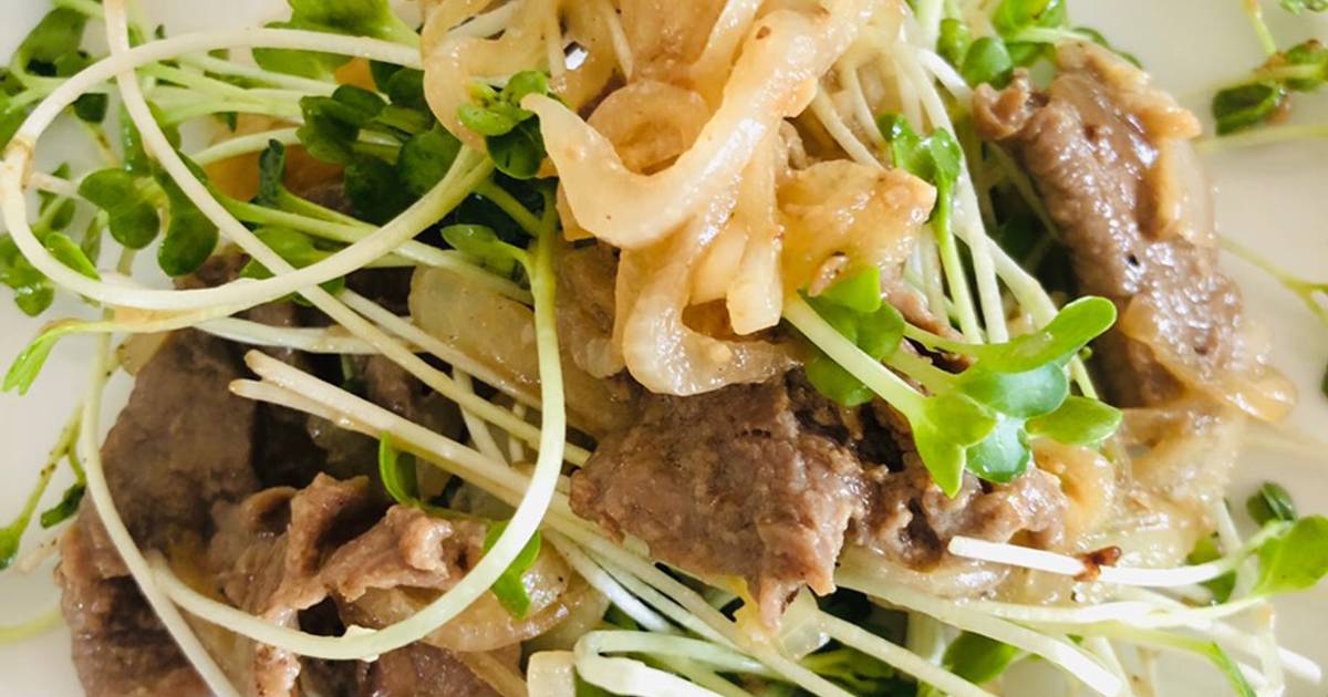 Cải mầm trộn thịt bò