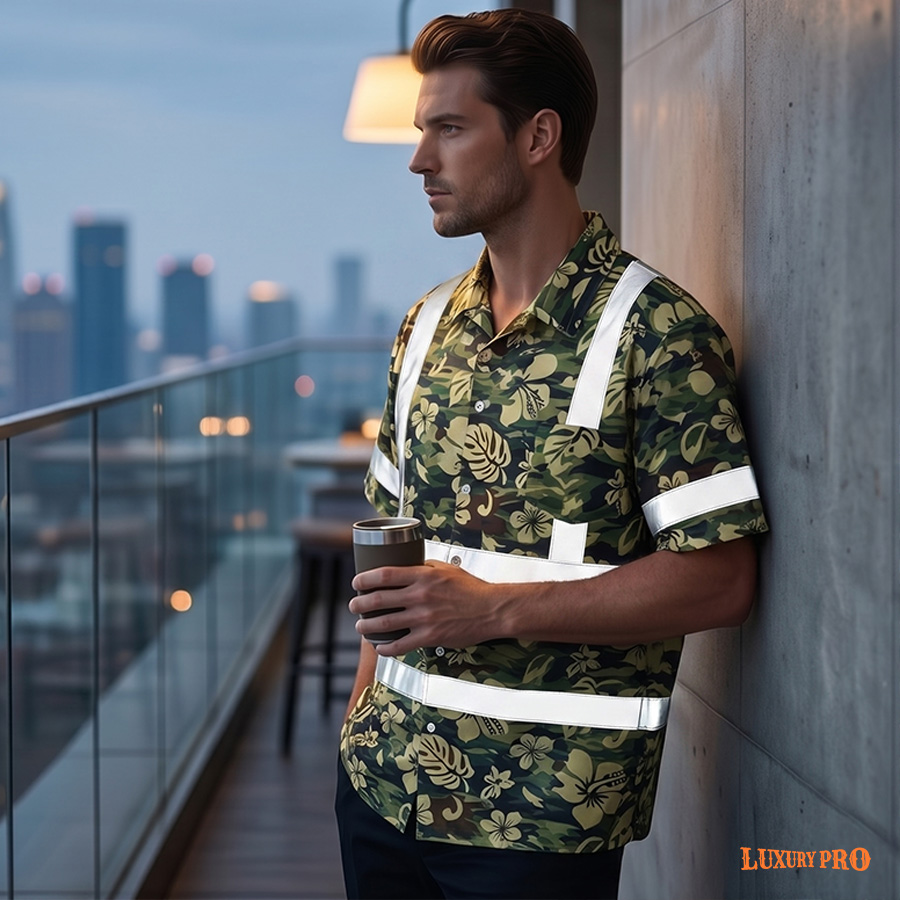 MEG Normal Fit Shirt - Silver Reflective Stripes