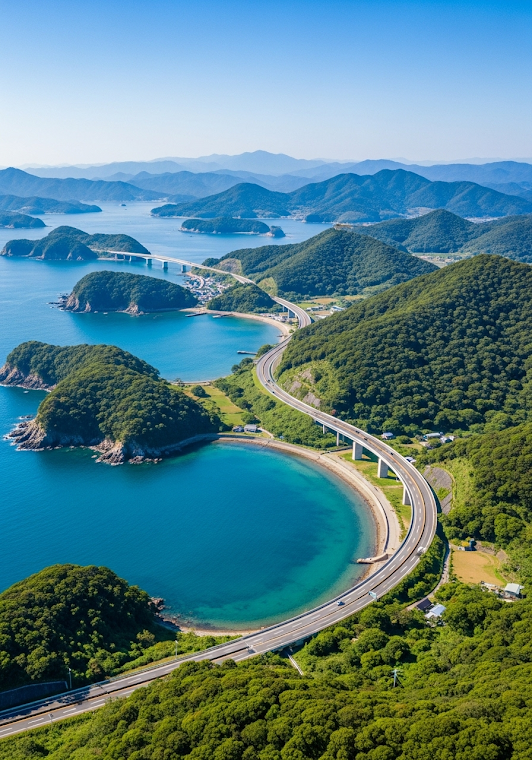Scenic Coastal Highway with Islands
