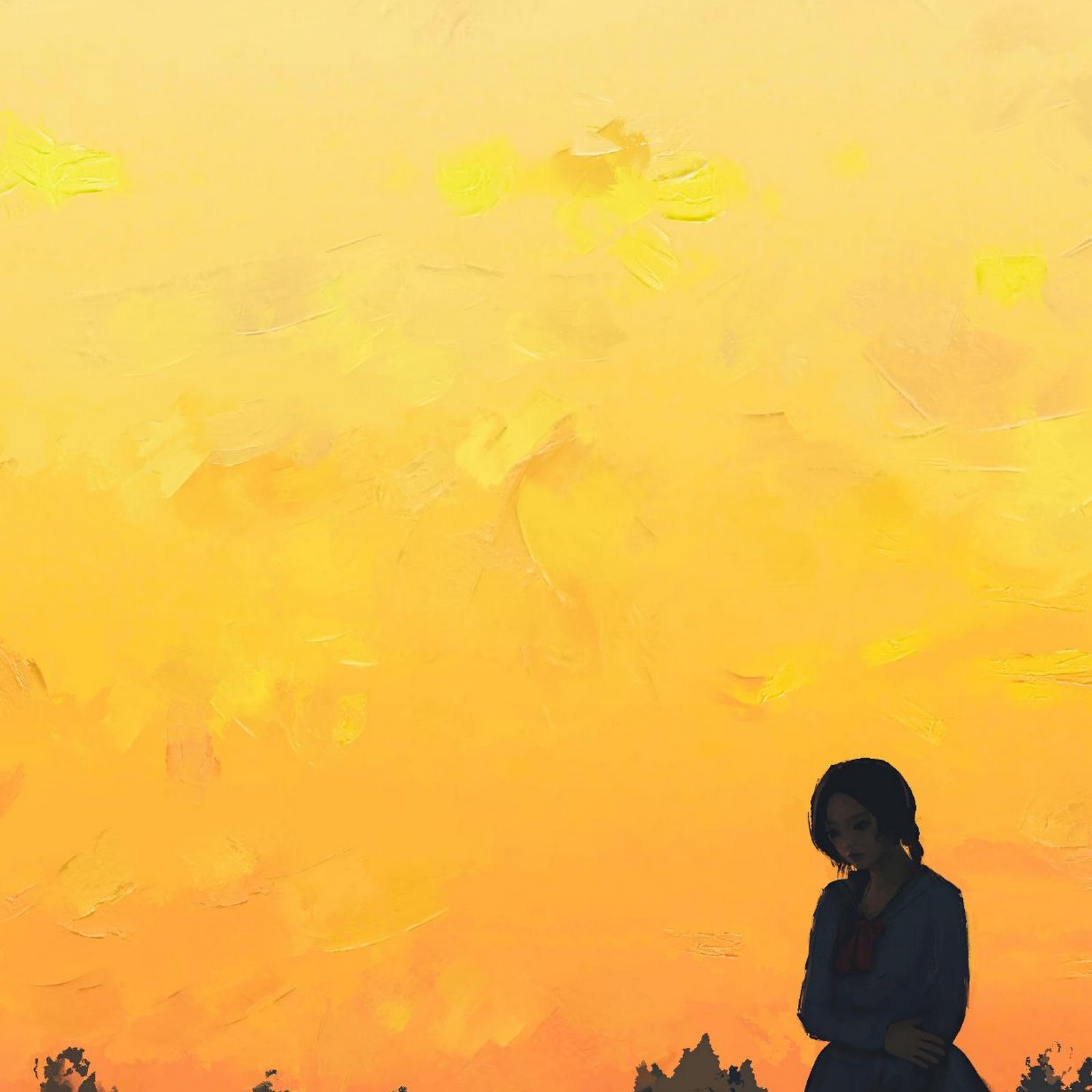 Download Girl And Cat At Sunset Full HD iPhone