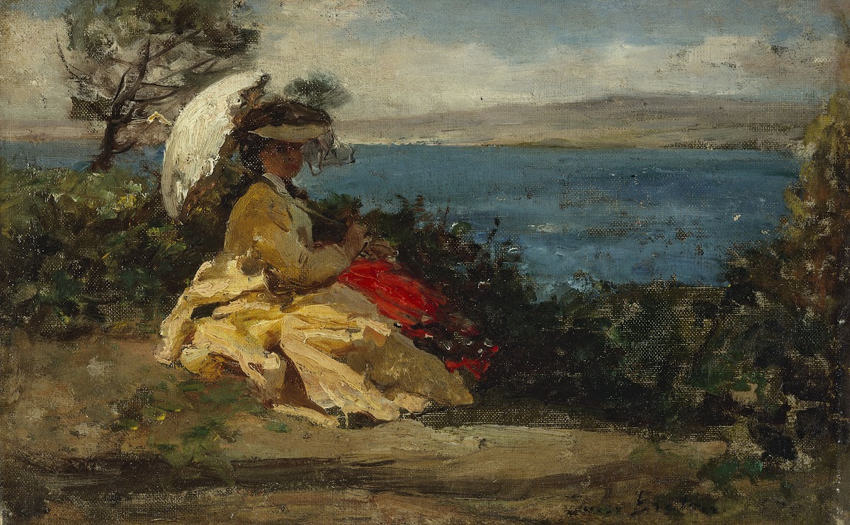 Femme à lombrelle baie de Douarnenez 1870 1875