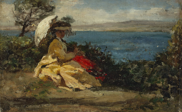 Femme à lombrelle baie de Douarnenez 1870 1875