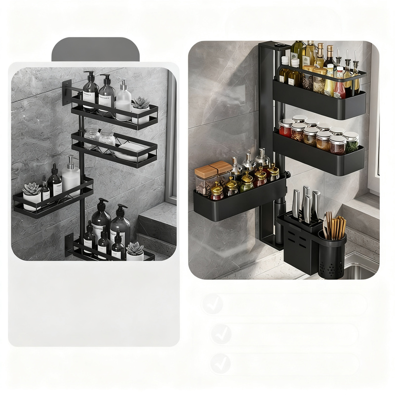 Rotatable Bathroom Wall Shelf Made of Carbon Steel