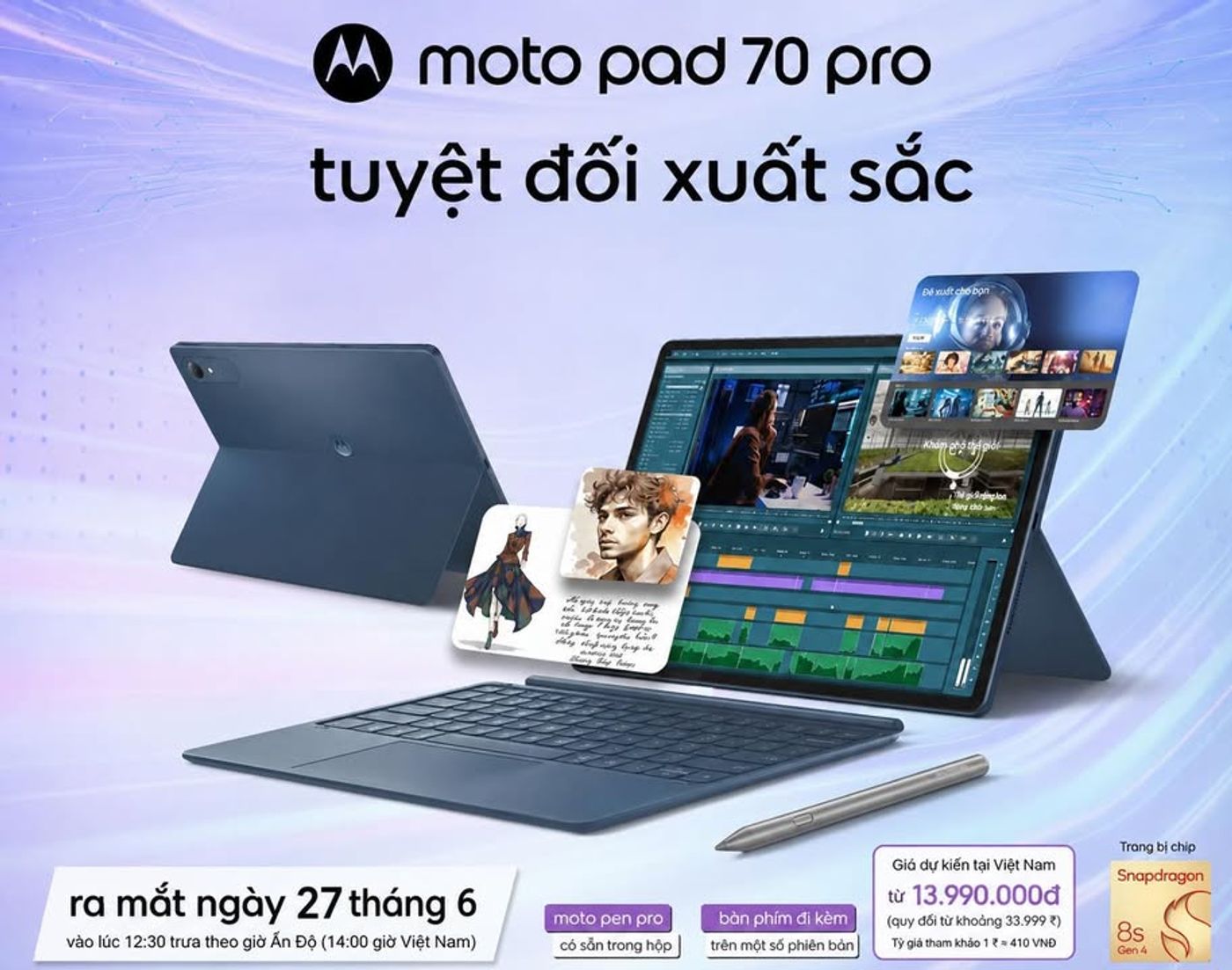 Moto Pad 70 Proは、学習、創造性、エンターテイメントのための非常に強力な構成を備え、6月27日にインドで正式に発売されました。
