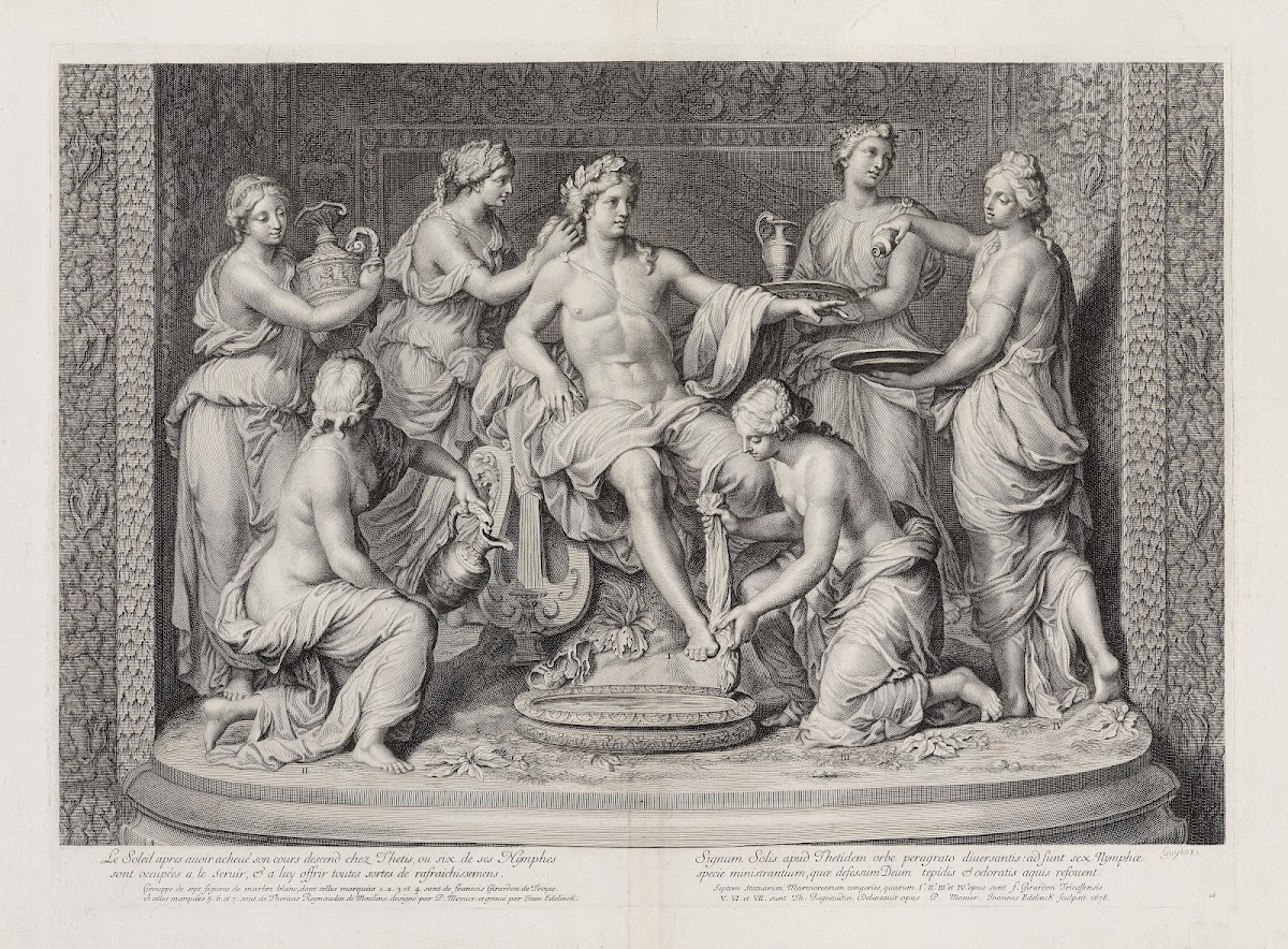 The Sun Having Completed Its Course Descends By Thetis Where Six Of Her Nymphs A