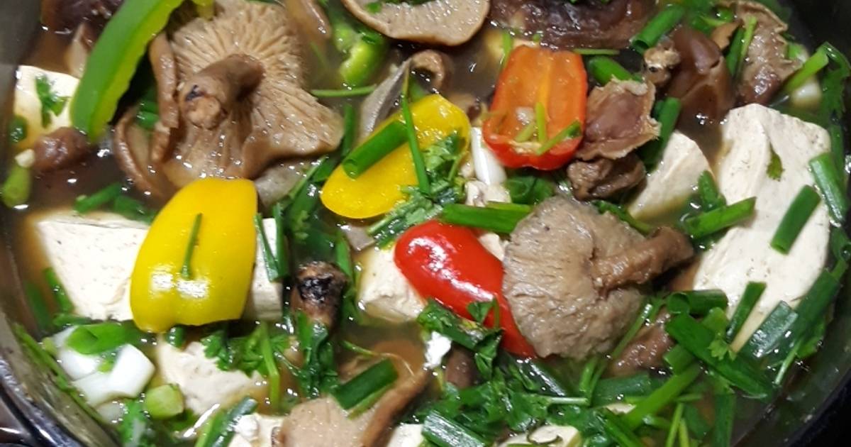 Canh Nấm hương đậu phụ