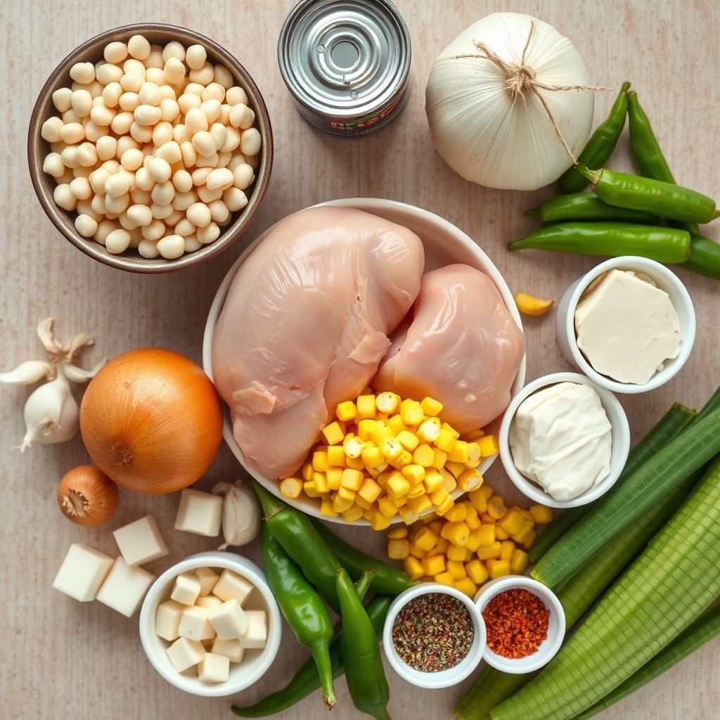 Ingredients for Slow-Cooker White Chicken Chili – Easy, Creamy, Homemade Comfort