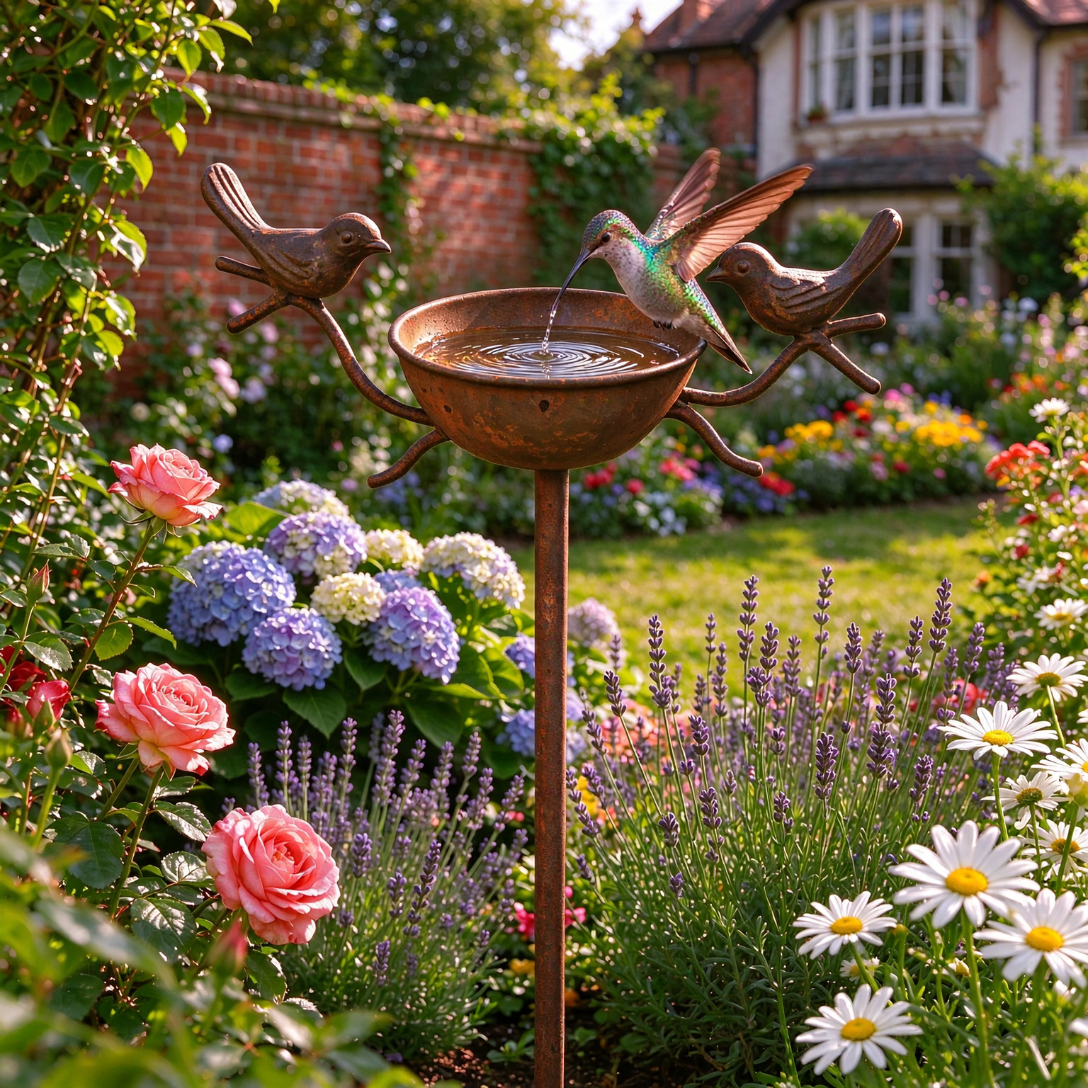 Rustic Birdbath Set made of Iron