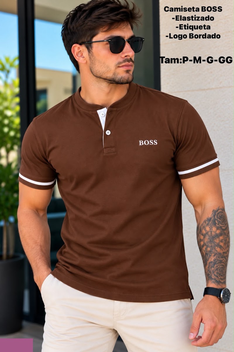 Camiseta cuello henley con logo bordado · foto 3