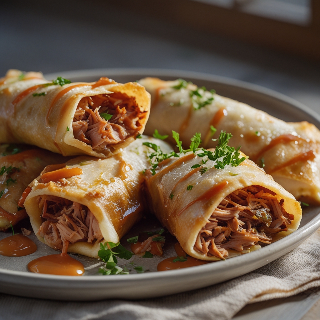 Juicy Pulled Pork Egg Rolls Recipe - Easy Homemade Crispy Appetizer finished