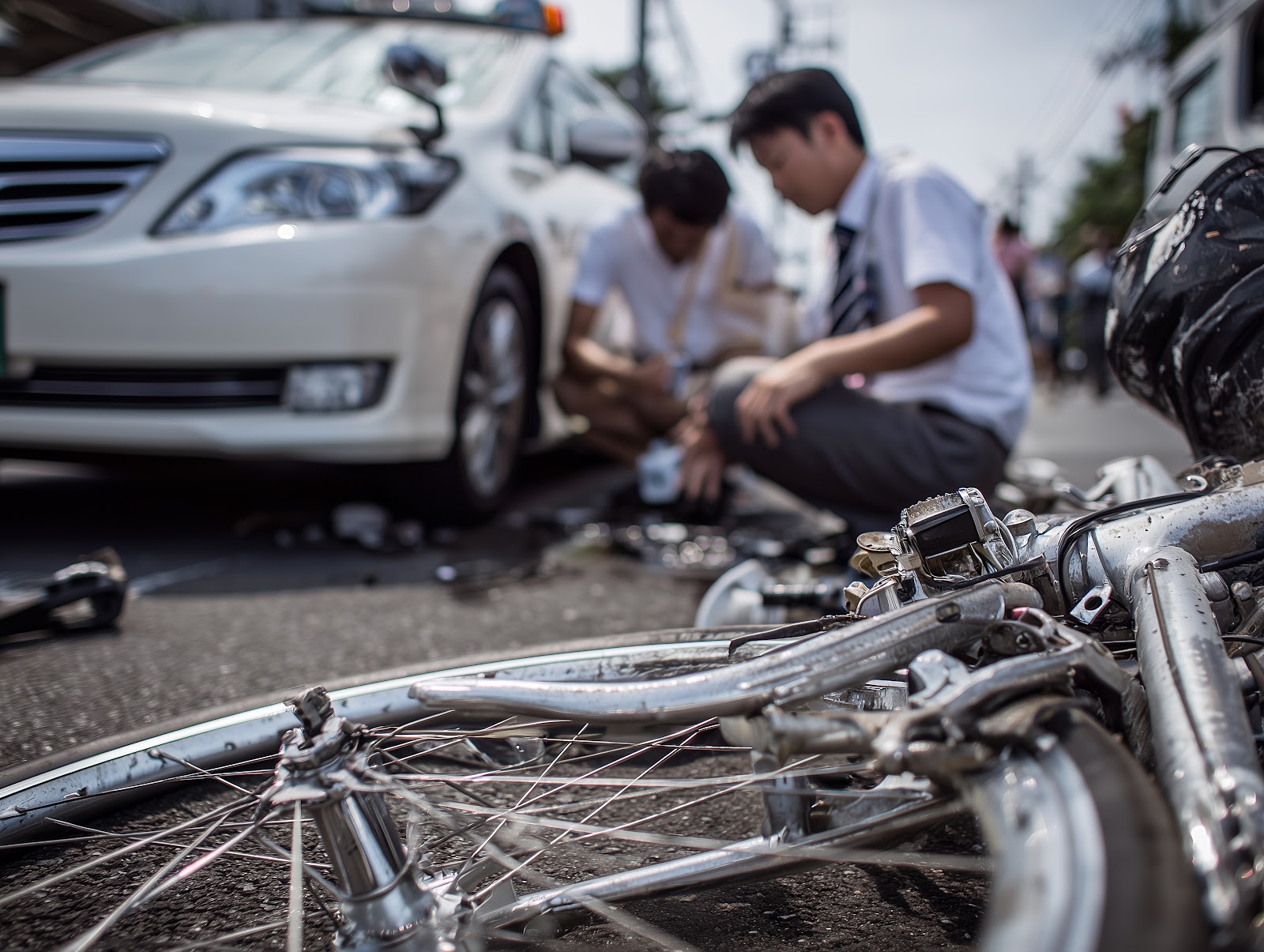 自転車事故の現場をうかがわせるイメージ