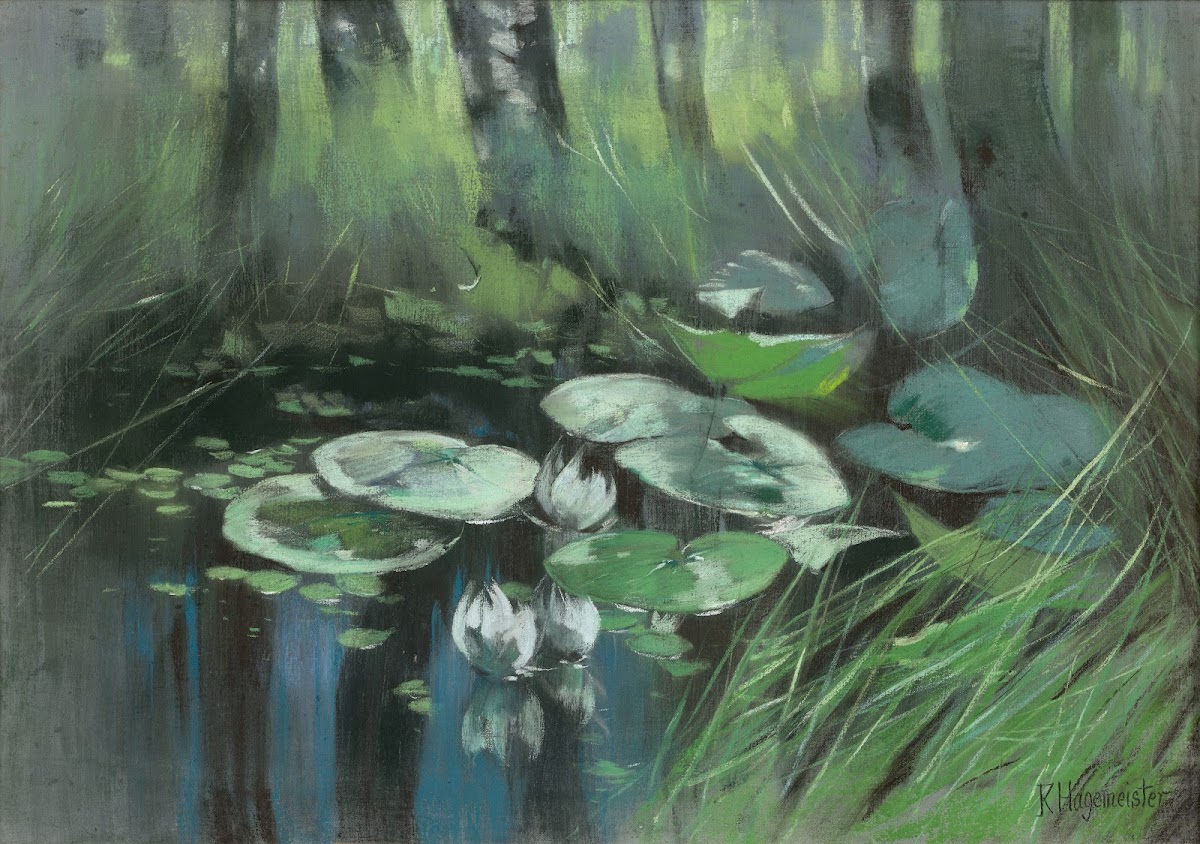 Teich in der Mark mit Seerosen 1902