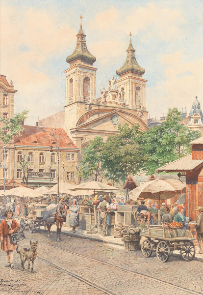 Lively Rochus Market next to Rochus  Church in Landstraßer Hauptstraße 1927