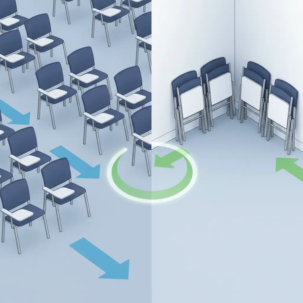 Kelebihan menggunakan kursi kuliah lipat untuk efisiensi ruangan