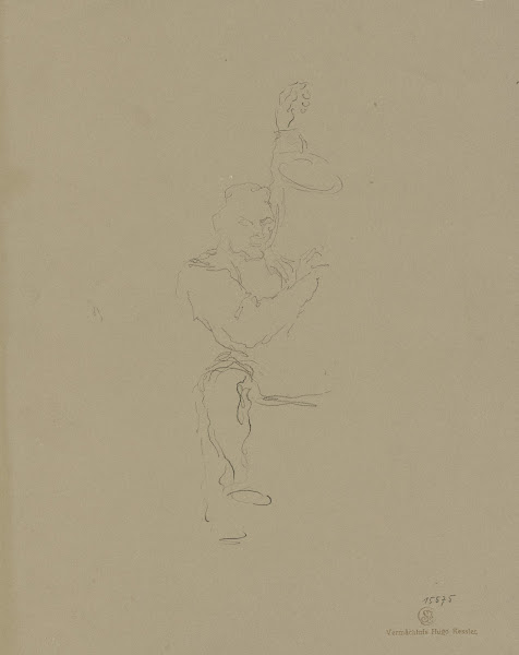 Skizze eines betrunkenen am Boden liegenden Mannes ca 1870