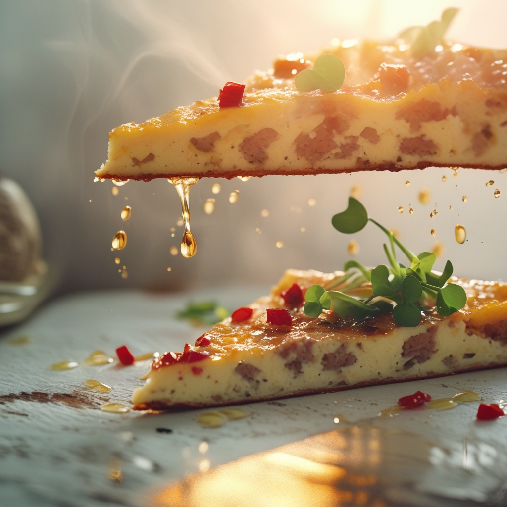 Moroccan-Spiced Egg White Frittata with Turkey Sausage & Roasted Red Pepper Confetti