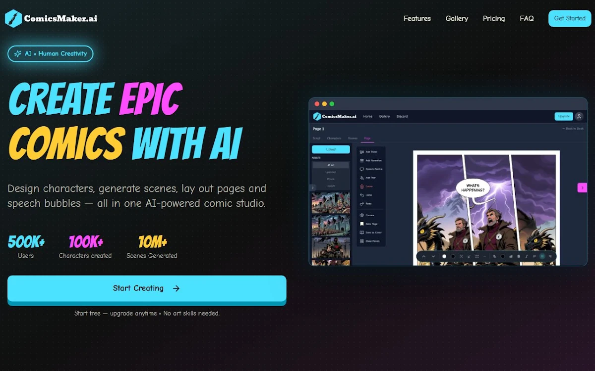 Captura de ComicsMaker.ai
