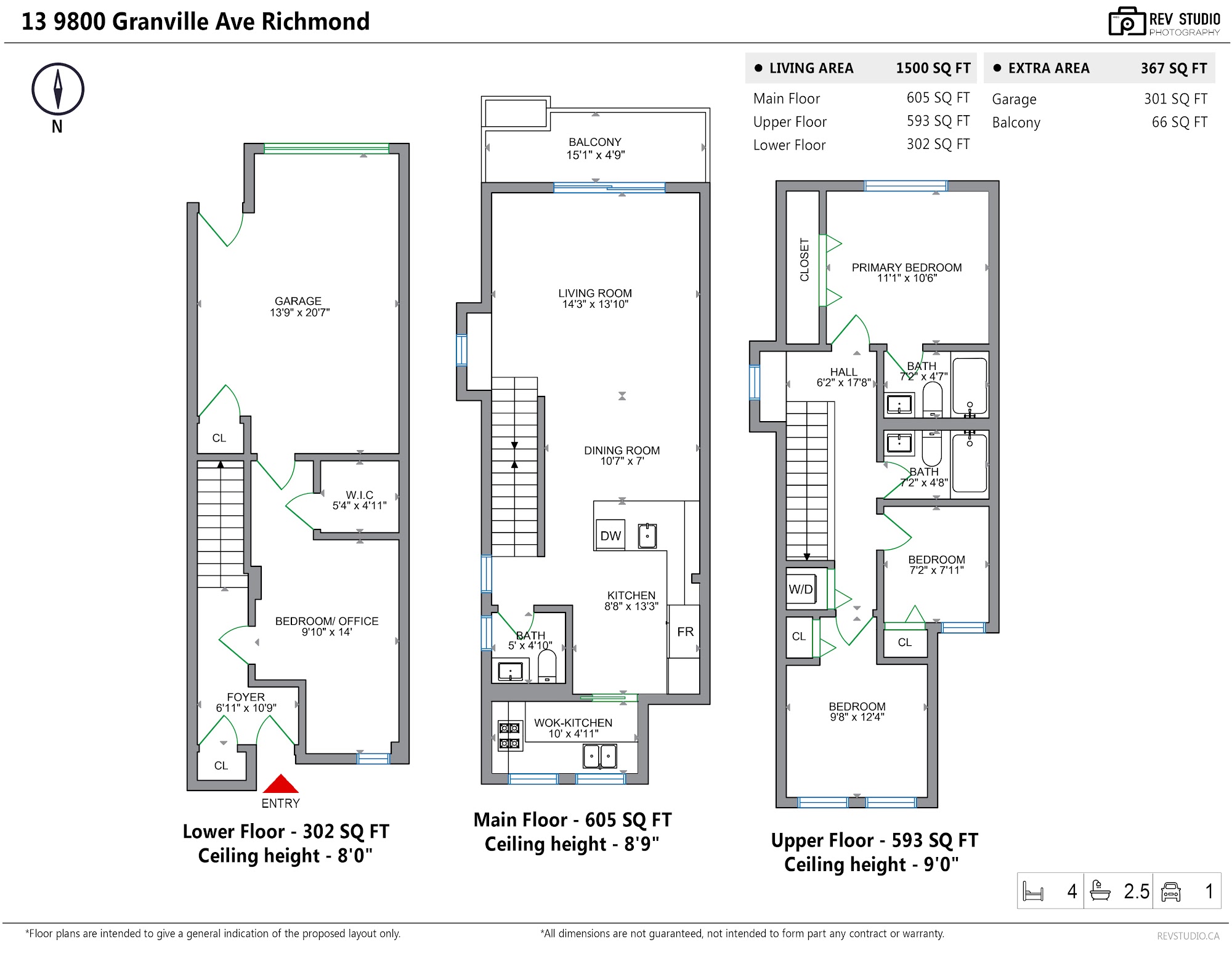 Measured floor plan — 13-9800 Granville Ave (REV Studio)