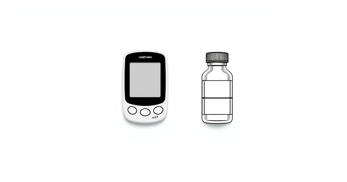 당화혈색소 수치 확인을 위한 혈당계와 약병 이미지 — 당뇨 전단계 관리 방법