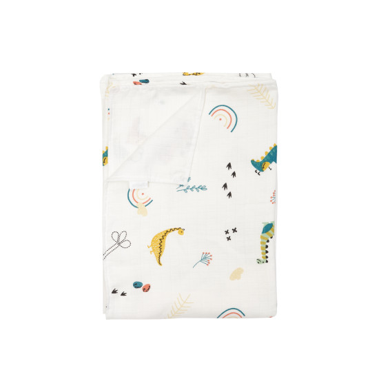 Детский плед Twins муслиновый 110х75 двойной Динозаврик