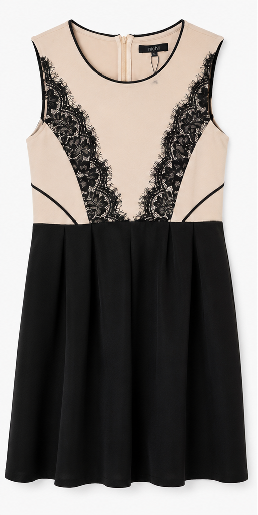 Dama - Rochie Nichii alb-crem cu negru - XL